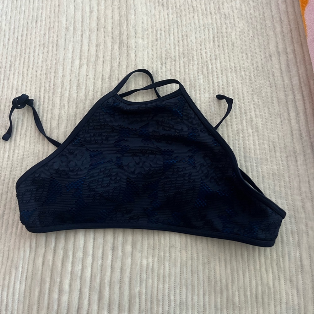 High neck blue pineapple bikini top